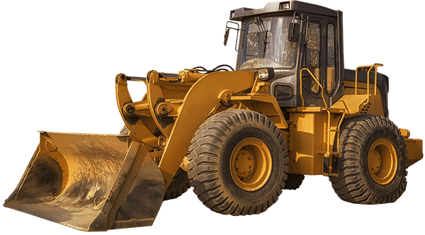 Illustration of a yellow wheel loader, representing the contractors DEWCO Bonds writes surety bonds for